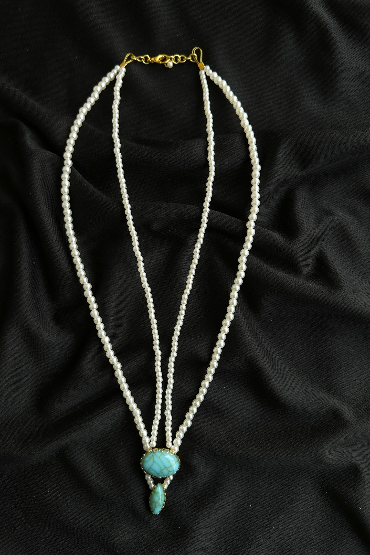 Turquoise Double-Strand Pearl Necklace