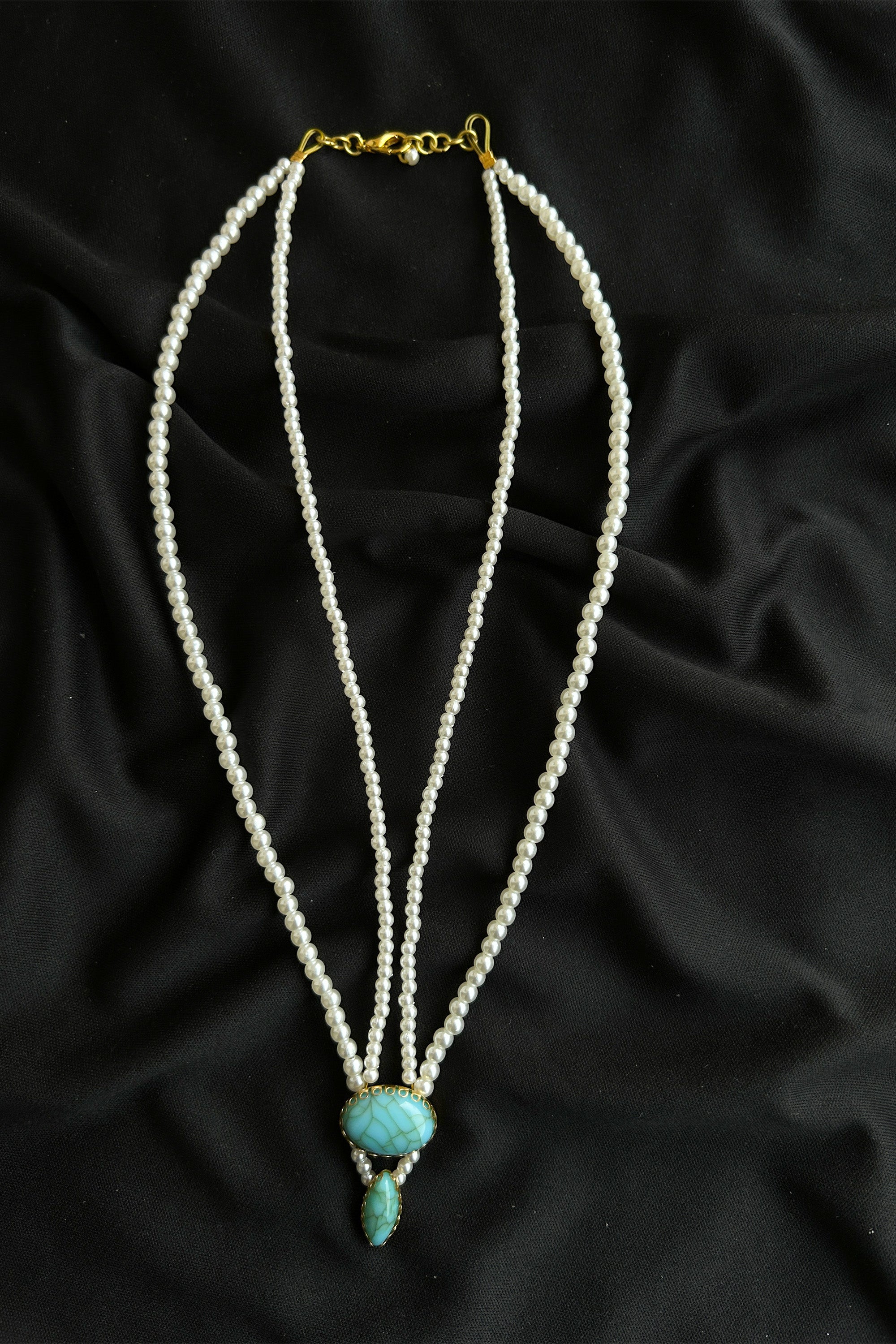 Turquoise Double-Strand Pearl Necklace