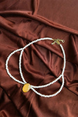 Yellow Gemstone Pearl Necklace