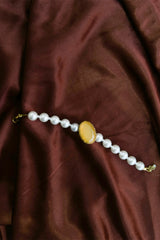 Yellow Gemstone Pearl Bracelet