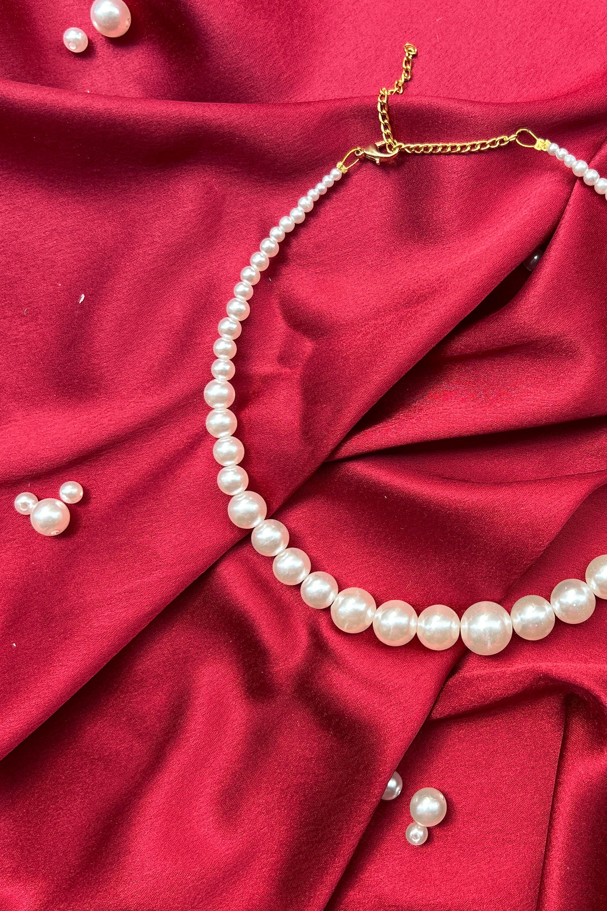 Graduated Pearl Bead Necklace 3 to 12MM