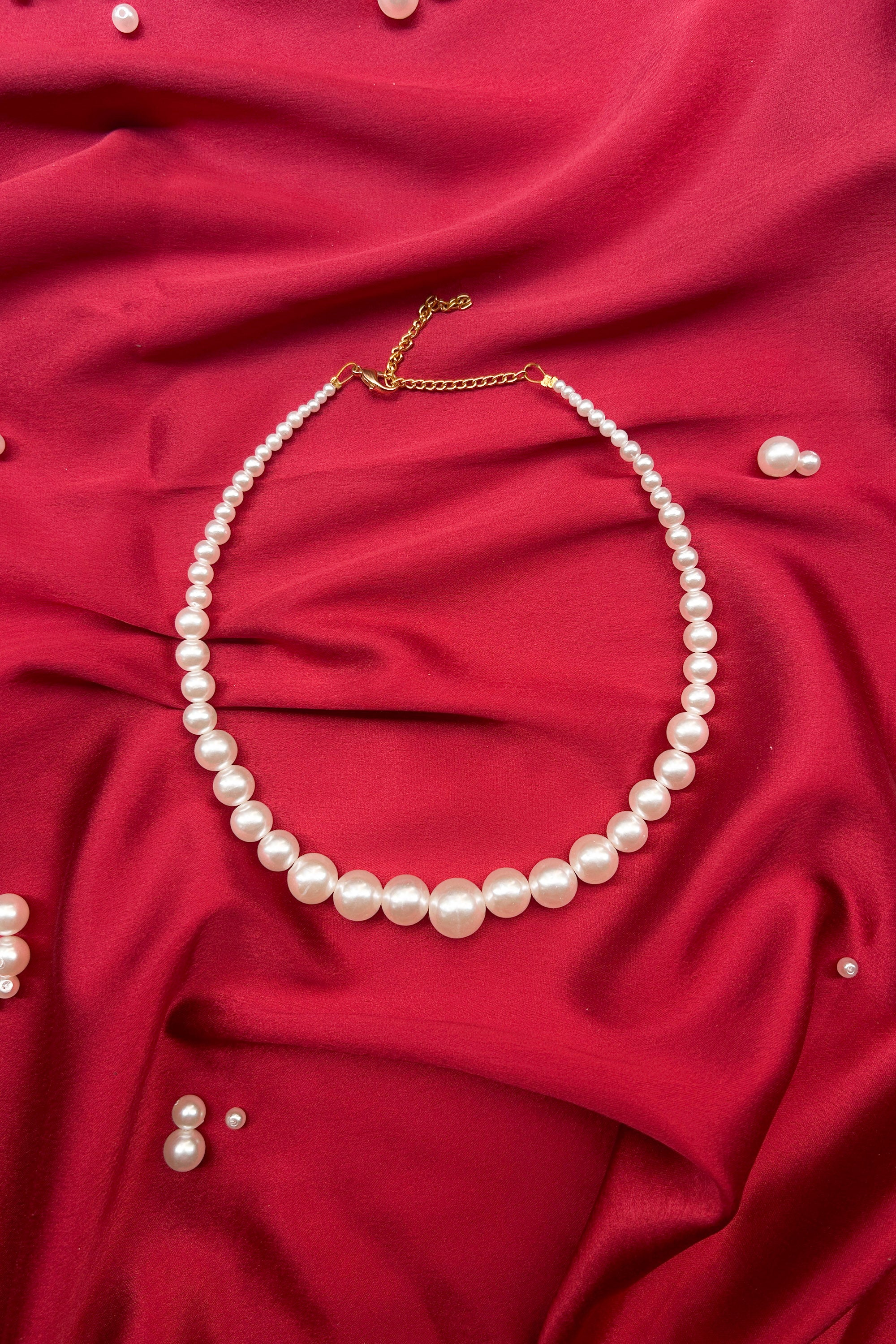 Graduated Pearl Bead Necklace 3 to 12MM