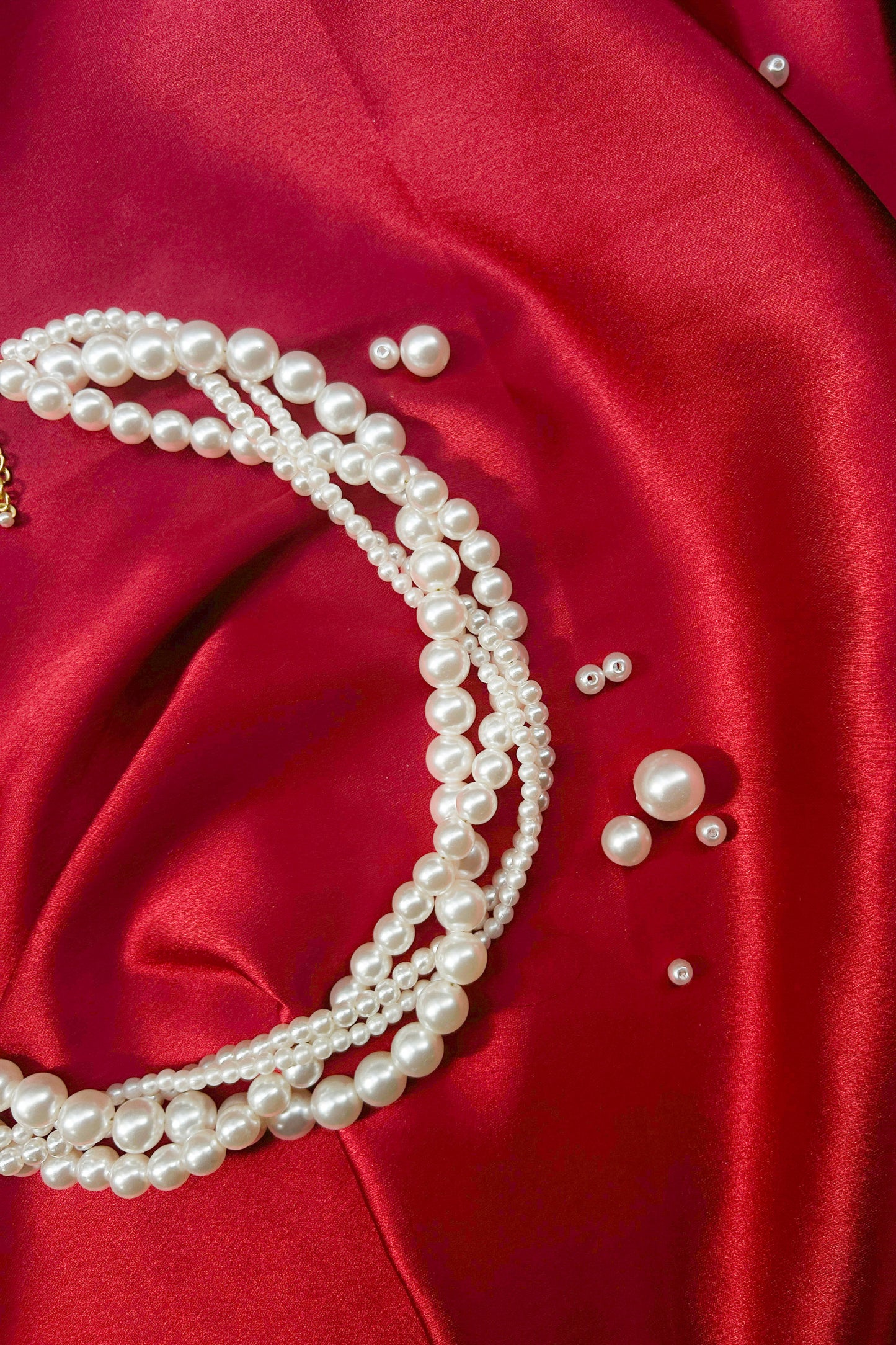 Triple-Strand Layered Pearl Necklace