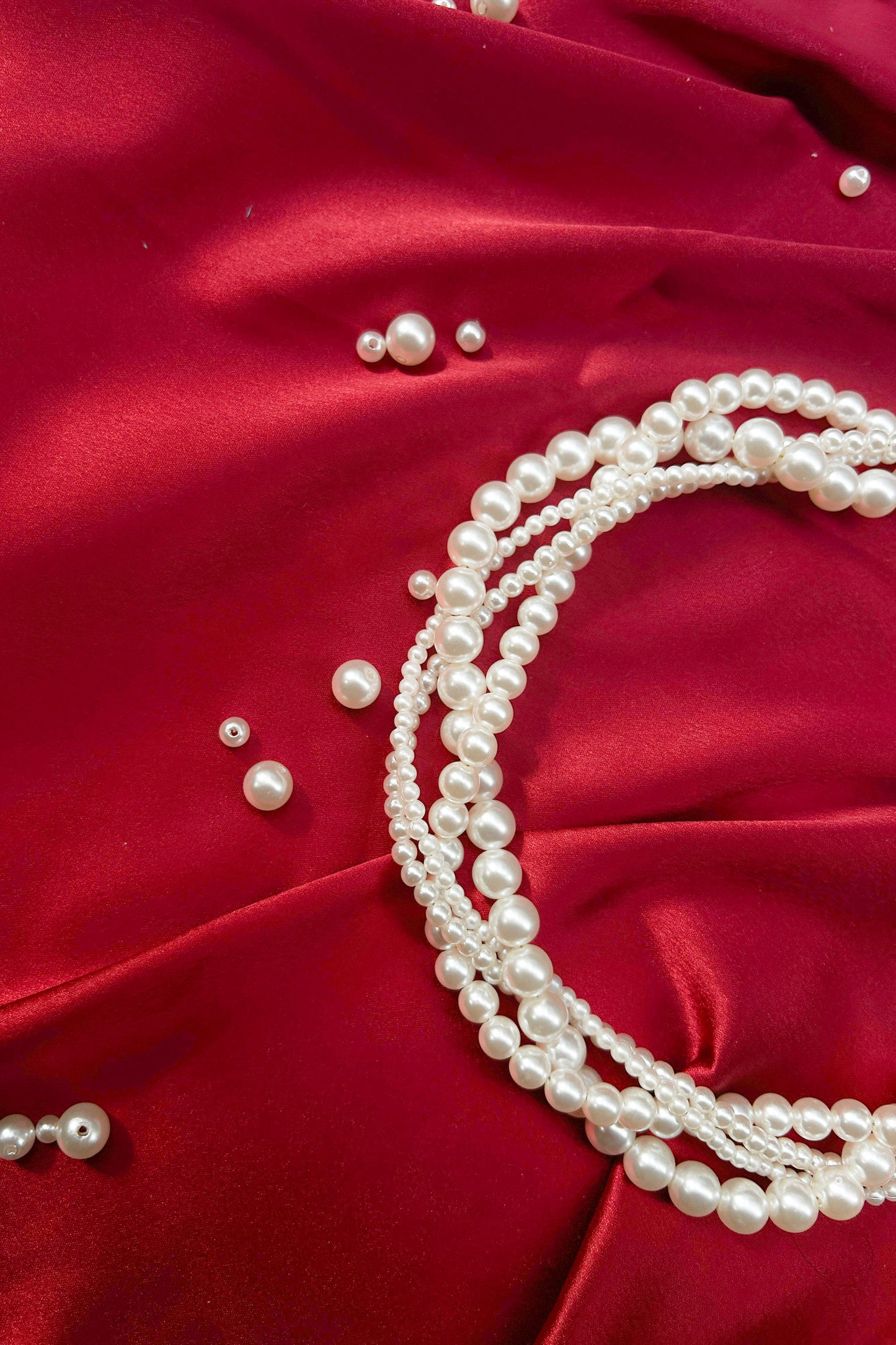 Triple-Strand Layered Pearl Necklace