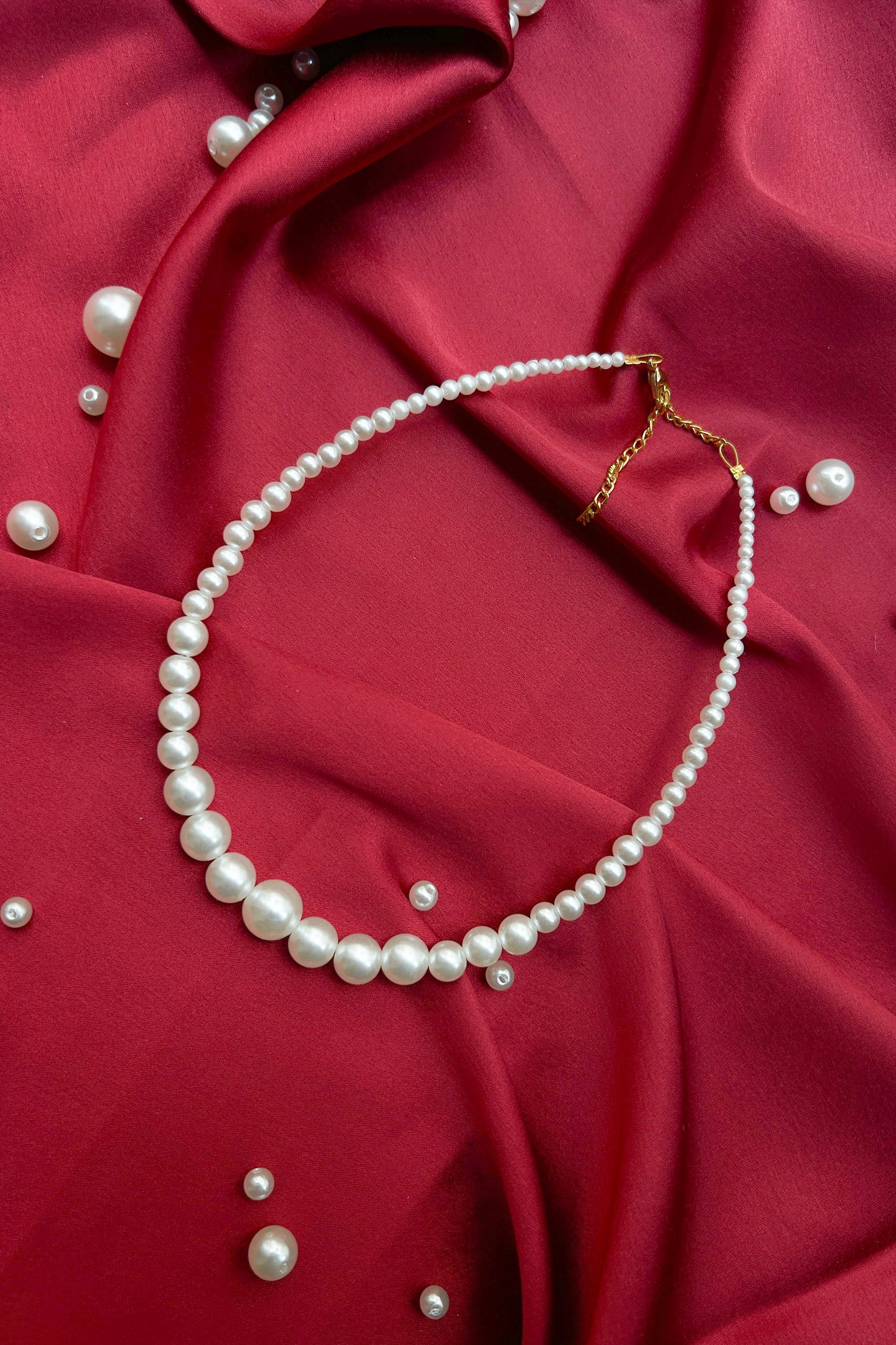 Graduated Pearl Bead Necklace 3 to 14MM