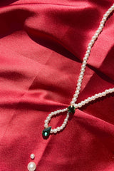 Emerald Teardrop Pearl Necklace