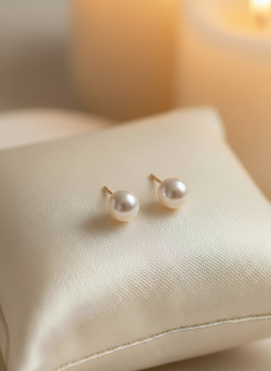 Snow Pearl Studs Earrings 6MM