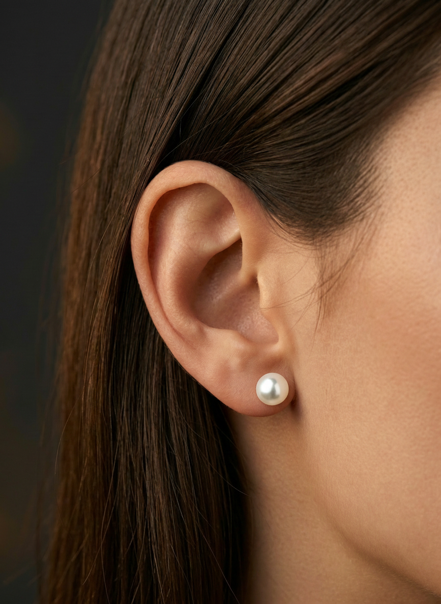 Snow Pearl Studs Earrings 6MM