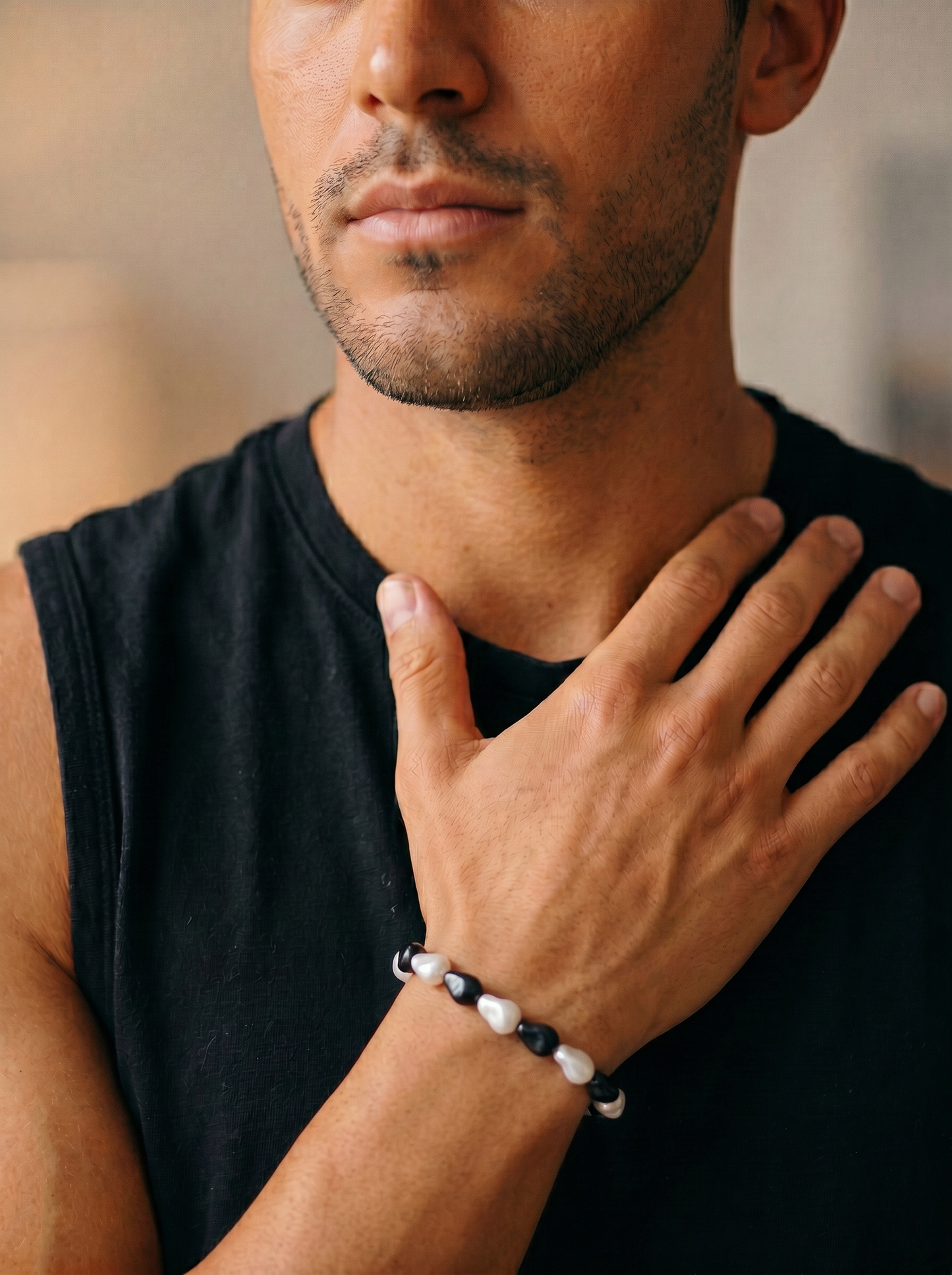 Noir Harmony Pearl Bracelet | Men/Unisex