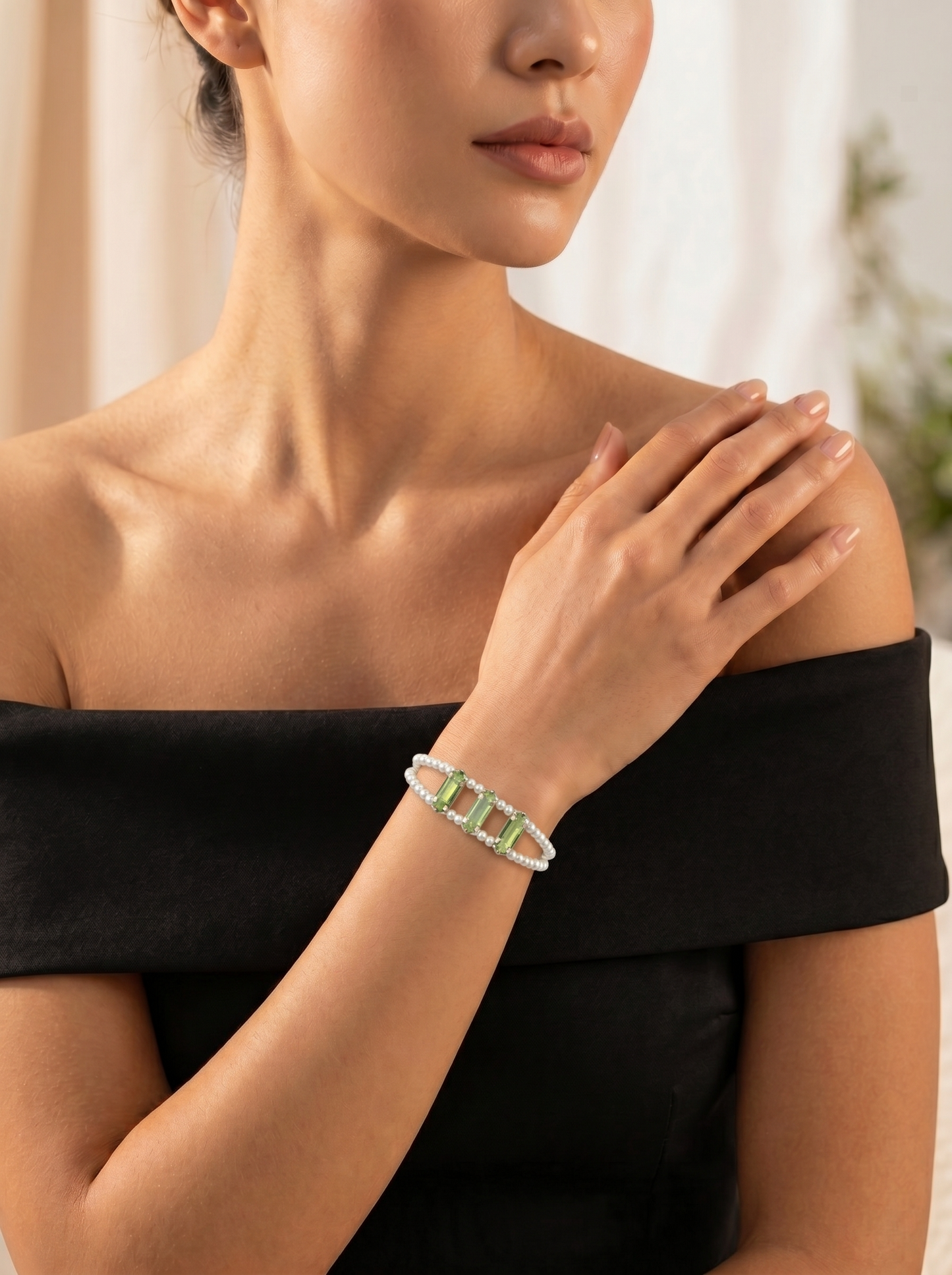 Green Prism Pearl Bracelet