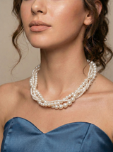 Triple-Strand Layered Pearl Necklace