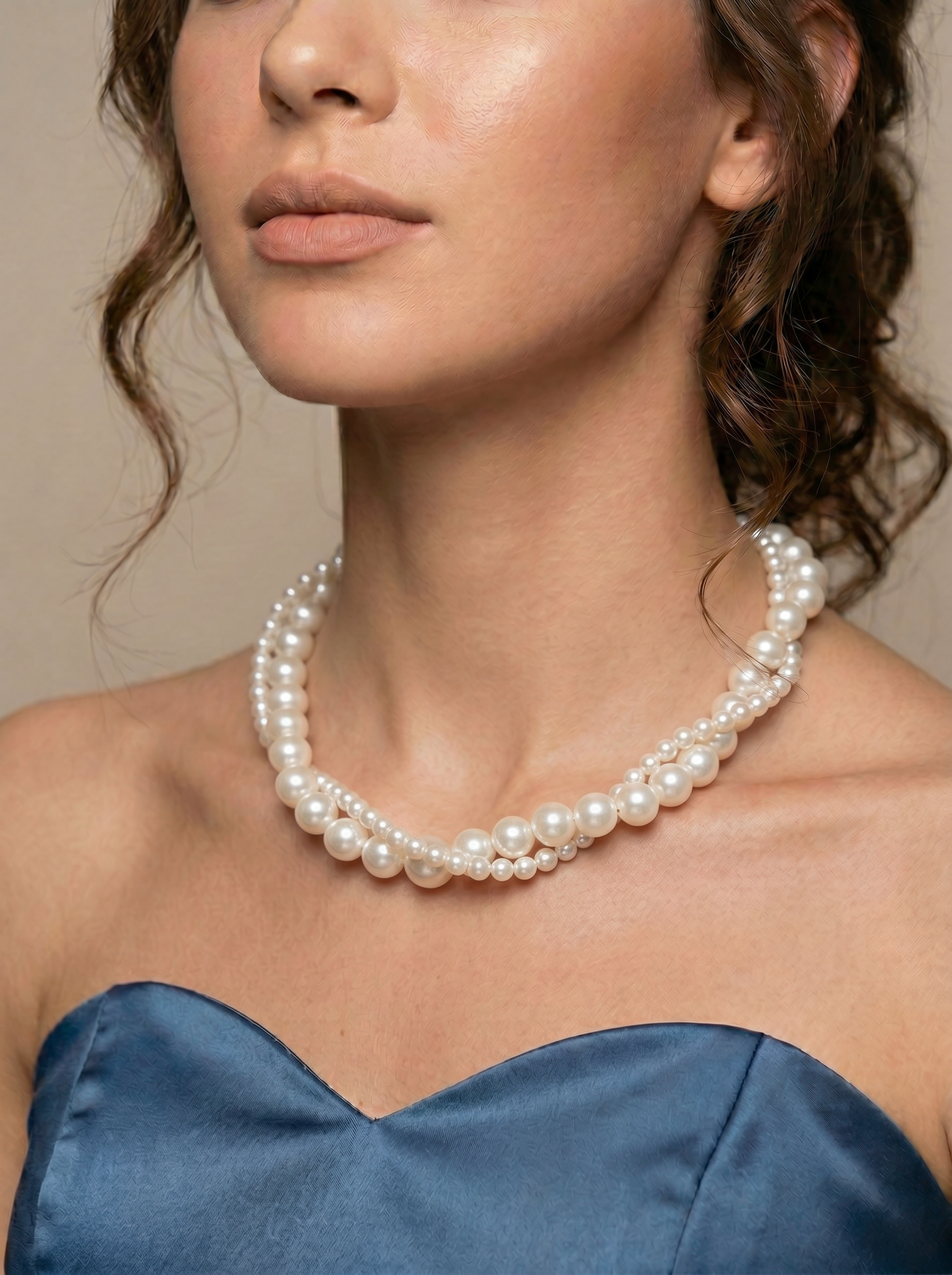 Twisted Double-Strand Pearl Necklace
