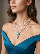 Turquoise Double-Strand Pearl Necklace