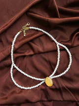 Yellow Gemstone Pearl Necklace