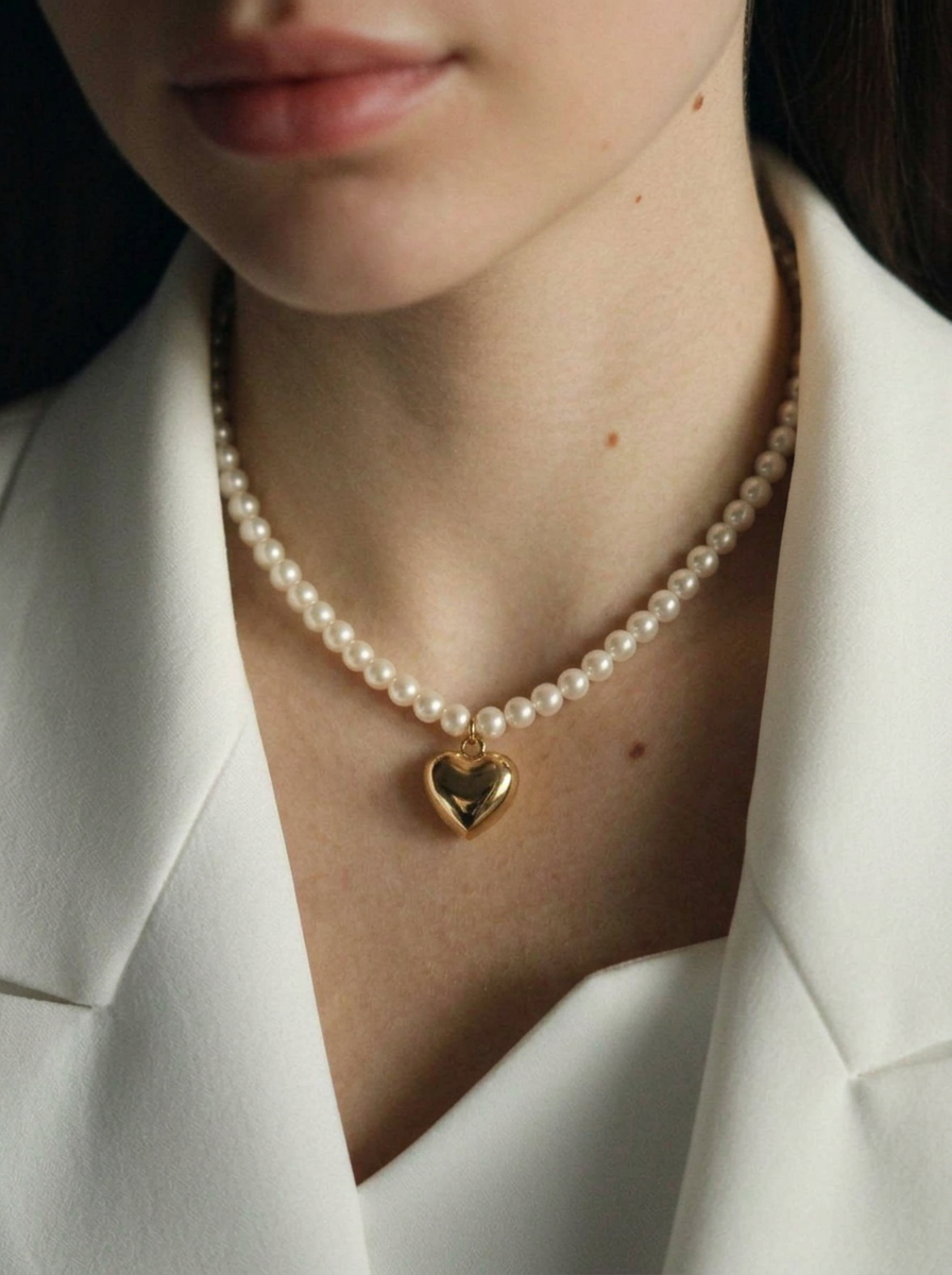 Amour Heart Pearl Necklace