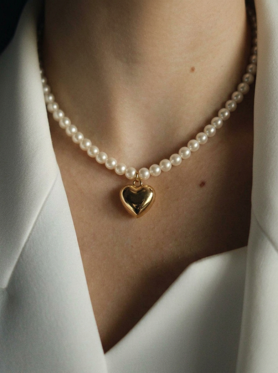Amour Heart Pearl Necklace