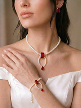 Royal Red Bloom Set with Bracelet