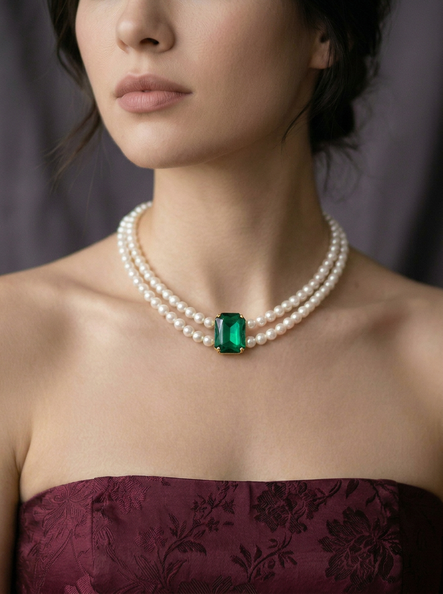 Emerald Pearl Set with Bracelet