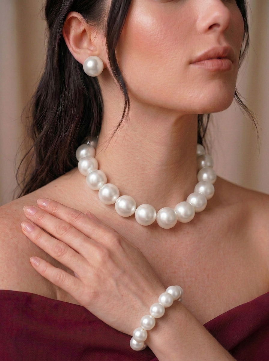 Royal White Pearl Set 16MM with Bracelet 14MM